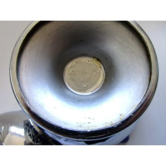 Cobalt Blue Glass and Silver Quality Plate Sugar and Creamer Set - England VTG - Picture 7 of 16